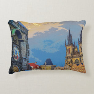 Prague Own Town Astronomical Clock Architecture Co Decorative Cushion