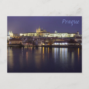 Prague River and castle view souvenir photo Postcard