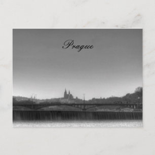 Prague river view postcard