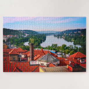 Prague Roofs & Vltava River views /Vyšehrad Jigsaw Puzzle