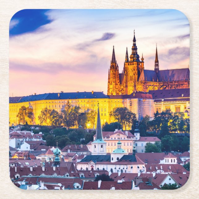 Prague Square Paper Coaster (Front)