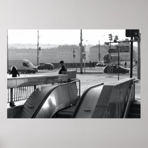 Prague Urban Noir: Escalator Light Poster