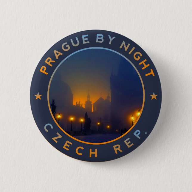 Praha by Night, Prague 6 Cm Round Badge (Front)