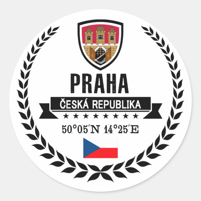 Praha Classic Round Sticker (Front)