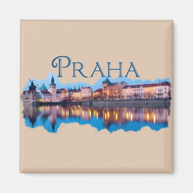 Praha: Evening Skyline Magnet (Front)