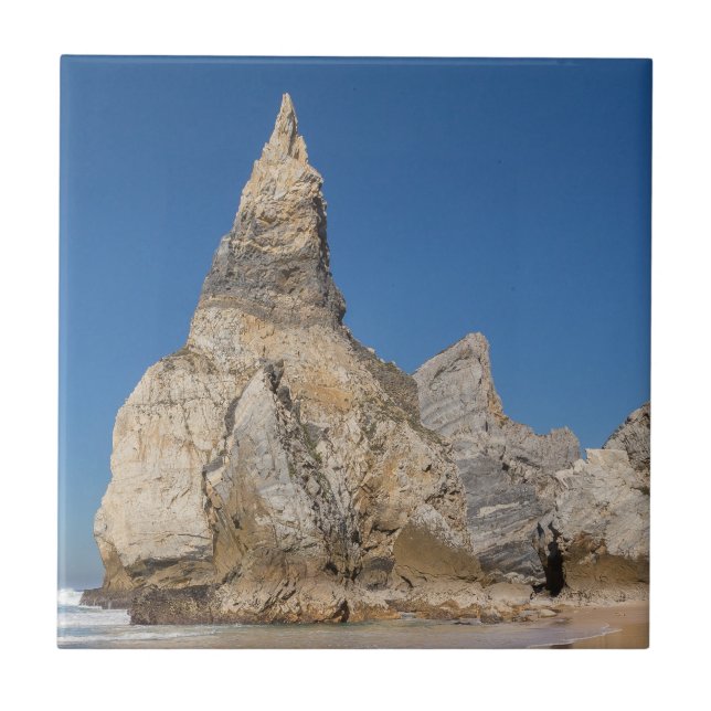 Praia da Ursa beach rocks in Portugal gift Poster Tile (Front)