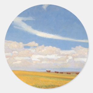 Prairie After Storm by Maynard Dixon, Vintage Art Classic Round Sticker