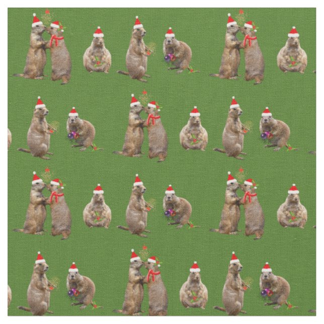 Prairie Christmas Fabric (Dark Green) (Close Up)