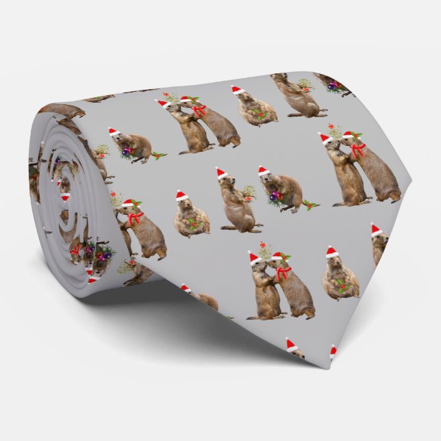 Prairie Christmas Tie (Light Grey) (Rolled)