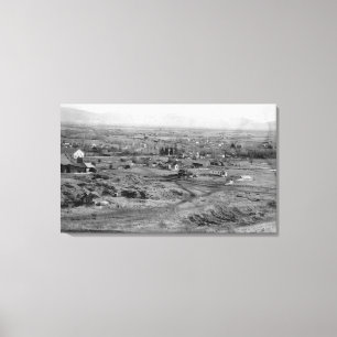 Prairie City, Oregon Birds Eye Town View Canvas Print