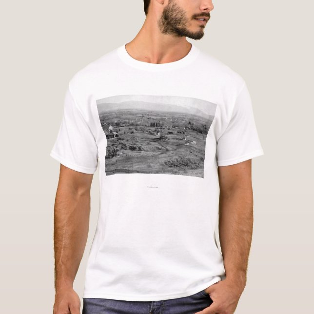 Prairie City, Oregon Birds Eye Town View T-Shirt (Front)