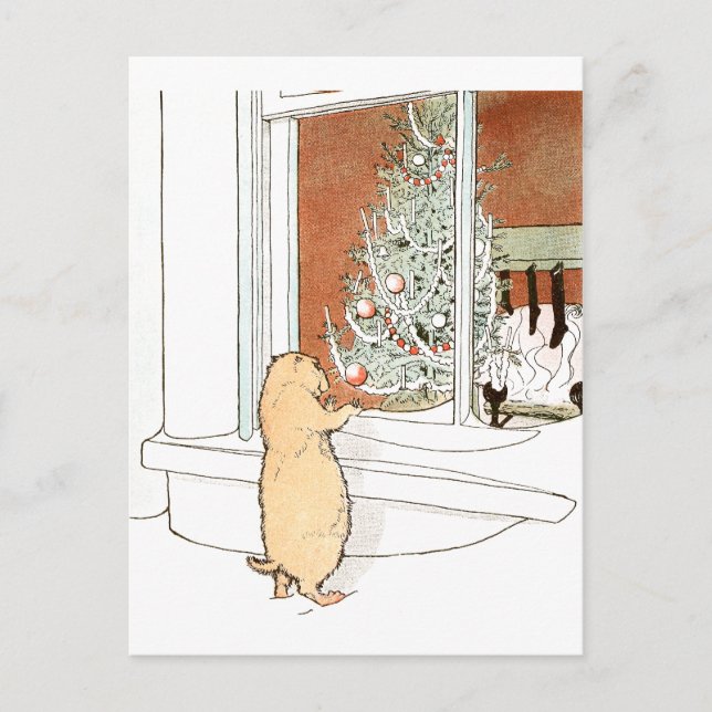 Prairie Dog and Christmas Tree Holiday Postcard (Front)