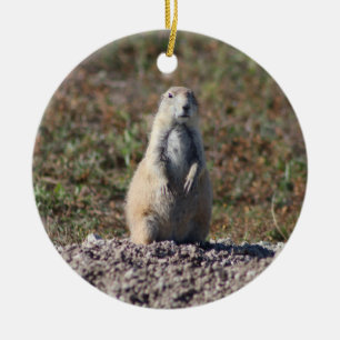Prairie Dog at Badlands National Park, Interior SD Ceramic Tree Decoration