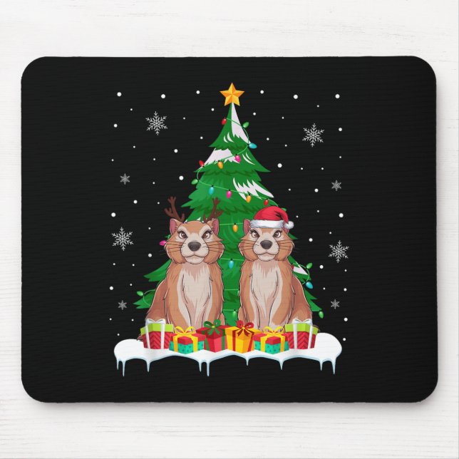 Prairie Dog Christmas Tree Lights Santa Reindeer X Mouse Mat (Front)
