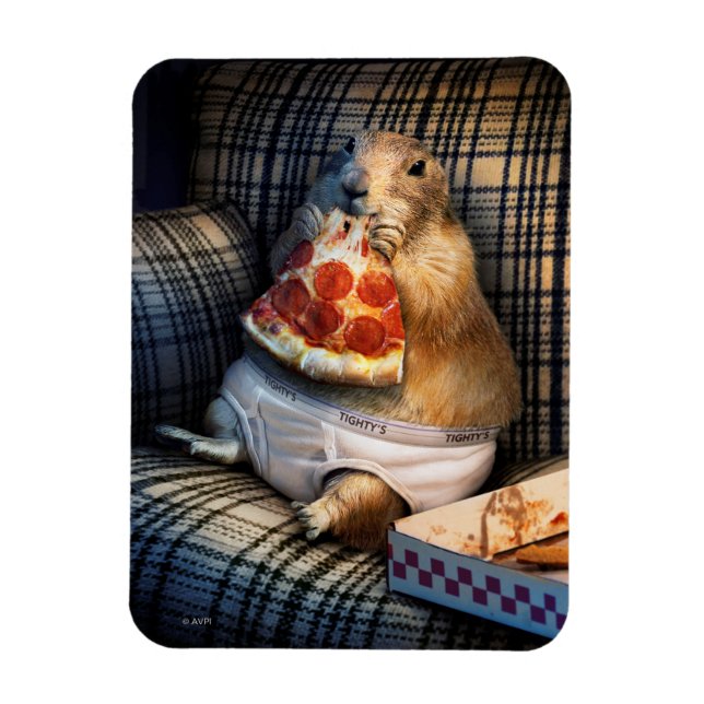 Prairie Dog Eating Pizza Magnet (Vertical)