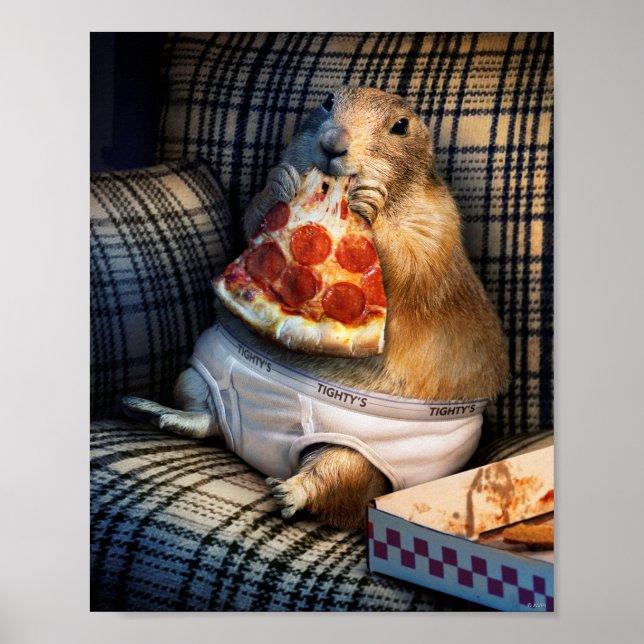 Prairie Dog Eating Pizza Poster (Front)