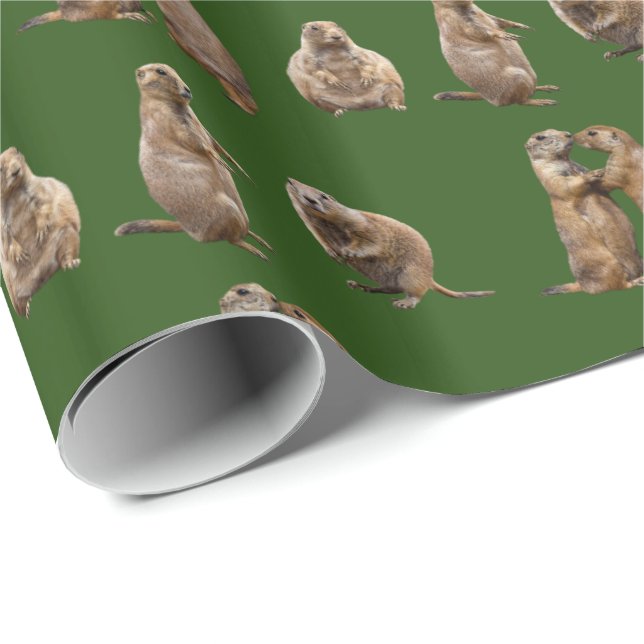 Prairie Dog Frenzy Wrapping Paper (Dark Green) (Roll Corner)