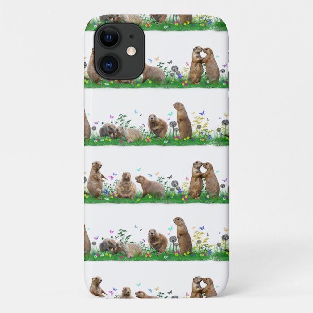 Prairie Dog Meadow iPhone 11 Case (choose colour) (Back)