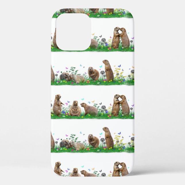 Prairie Dog Meadow iPhone 12 Case (choose colour) (Back)