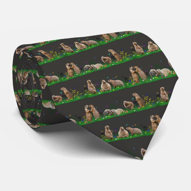 Prairie Dog Meadow Tie (Dark Grey) (Rolled)