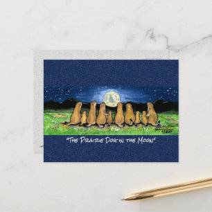 Prairie Dog Moon Whimsical Watercolor Postcard