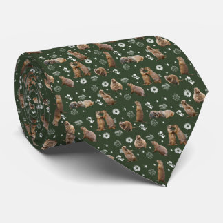 Prairie Dog Party Tie (Dark Green)