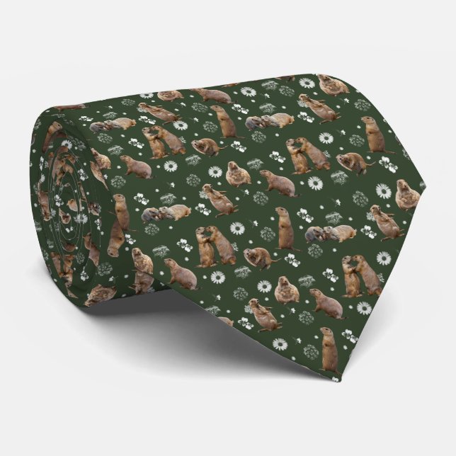 Prairie Dog Party Tie (Dark Green) (Rolled)