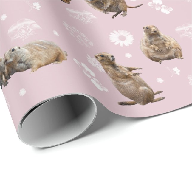 Prairie Dog Party Wrapping Paper (Dusty Pink) (Roll Corner)