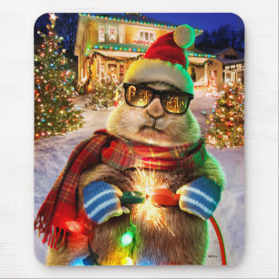 Prairie Dog With Christmas Lights Mouse Mat