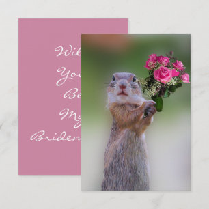 Prairie Dog with Pink Roses Bridesmaid Invitation