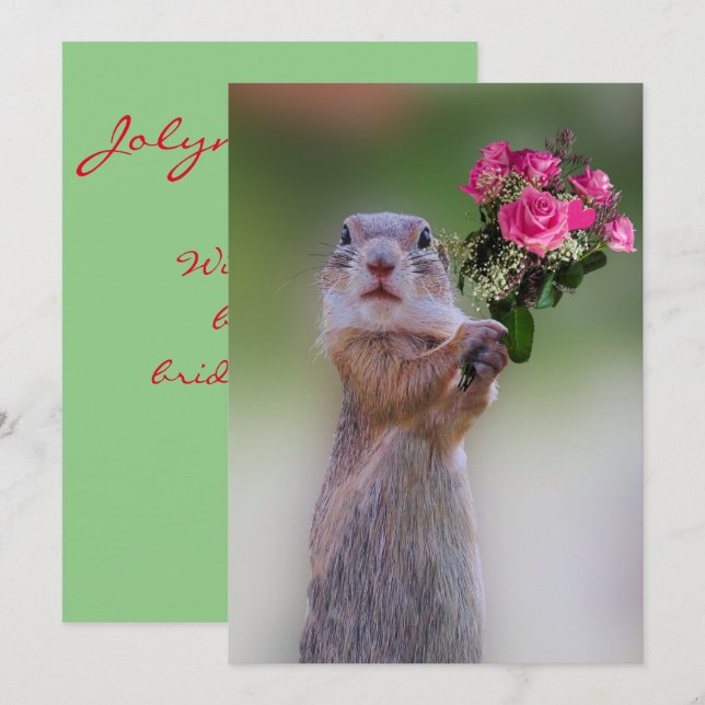 Prairie Dog with Roses Bridesmaid Invitation (Front/Back)
