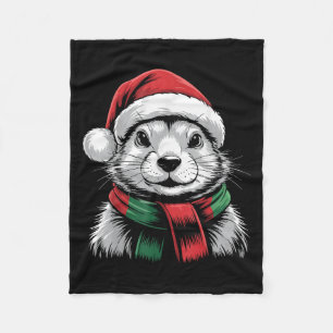 Prairie Dog Xmas Santa Hat Scarf Christmas Costume Fleece Blanket