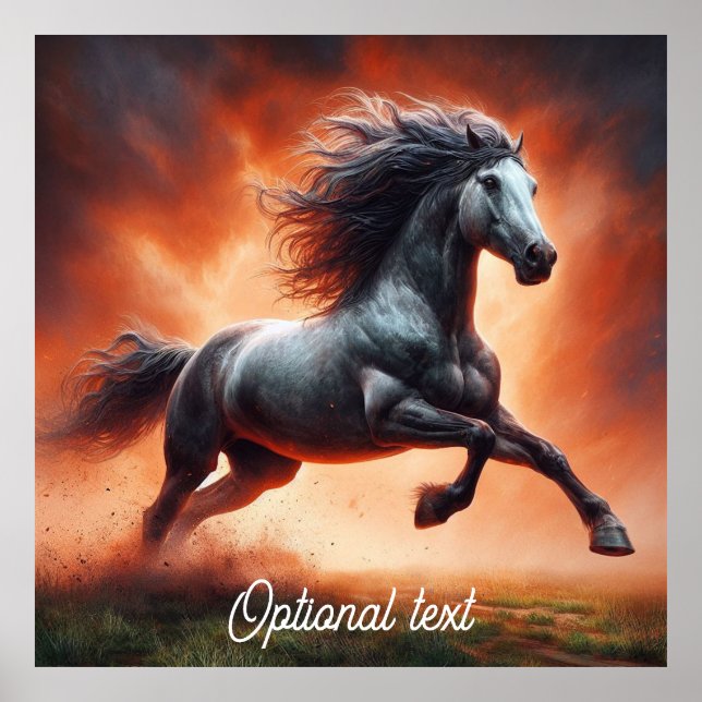 Prairie Fire and Grey Horse Poster (Front)