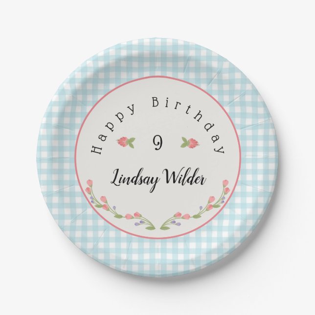 Prairie Girl Birthday Paper Plate (Front)