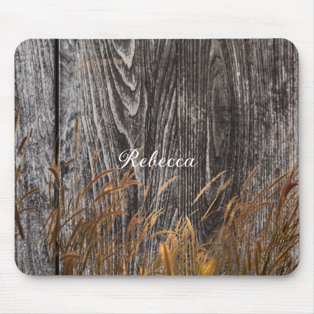 Prairie Harvest Wheat On Barn Board Mouse Mat (Front)