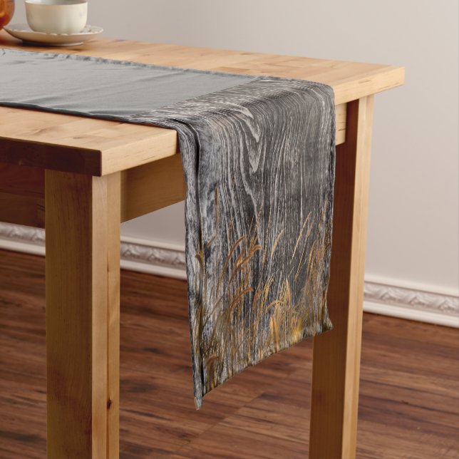 Prairie Harvest Wheat On Barn Board Short Table Runner (In Situ)