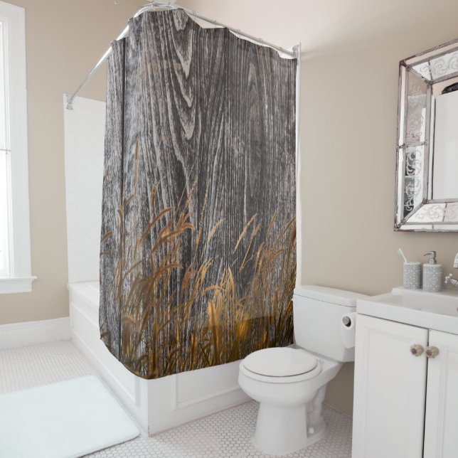 Prairie Harvest Wheat On Barn Board Shower Curtain (In Situ)