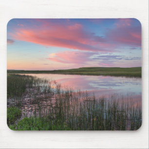Prairie Pond Reflects Brilliant Sunrise Clouds Mouse Mat