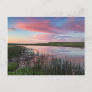 Prairie Pond Reflects Brilliant Sunrise Clouds Postcard
