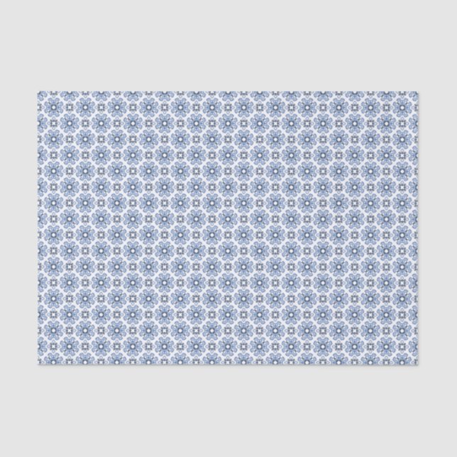 Prairie Porcelain Indigo Dismal Frontier Motif Tissue Paper (Front)