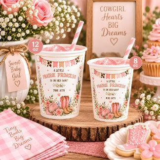 Prairie Princess Western Baby Shower Paper Cups