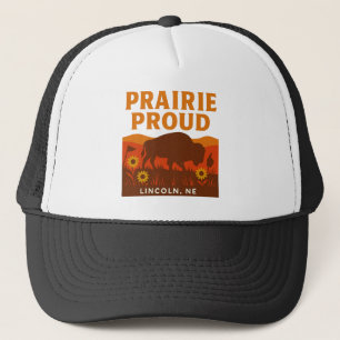 Prairie Proud Lincoln Nebraska Bison & Sunflower Trucker Hat