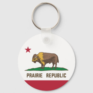 Prairie Republic Bison Flag Great Plains Key Ring
