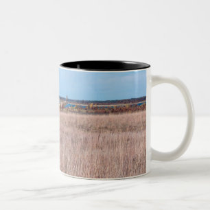 prairie road at necedah refuge Two-Tone coffee mug