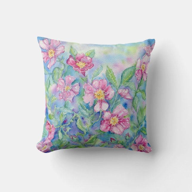 "Prairie Roses" Throw Pillow (Front)