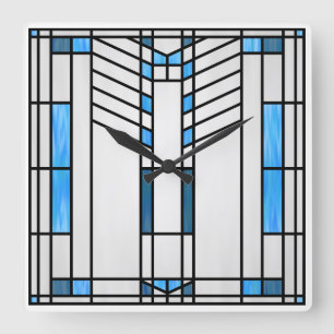 Prairie School Style Interpretation No. 1 Square Wall Clock