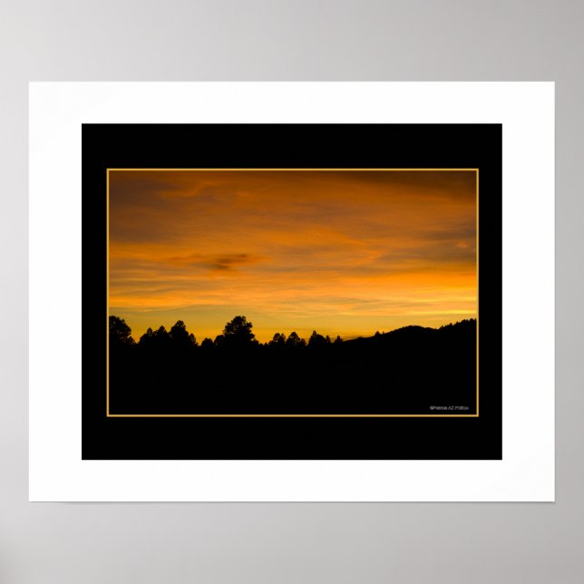 Prairie Sunset Treeline Silhouette Photograph Poster (Front)