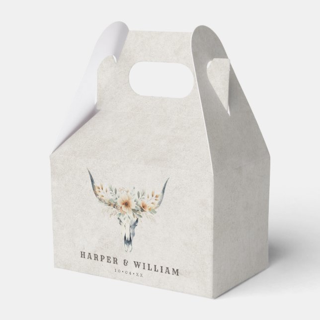 Prairie wedding longhorn skull favour box (Front Side)