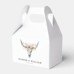 Prairie wedding longhorn skull favour box