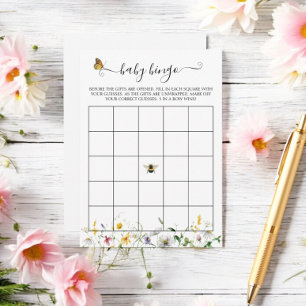 Prairie Wildflowers, Bees, Butterflies Bingo Game Enclosure Card